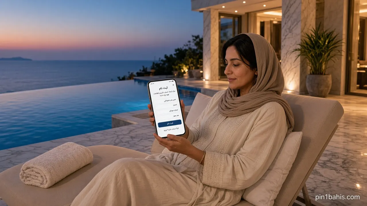ثبت‌نام پین باهیس روی گوشی کنار استخر